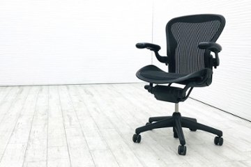 アーロンチェア 中古 Bサイズ ライト アーロン ハーマンミラー Herman Miller 中古オフィス家具 肘レバータイプ画像