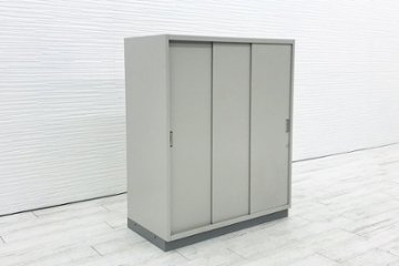 スライド書庫 イトーキ シンライン 引き違い書庫 中古 900×450×1100mm 収納家具 中古オフィス家具 HTM-109RS-WE画像