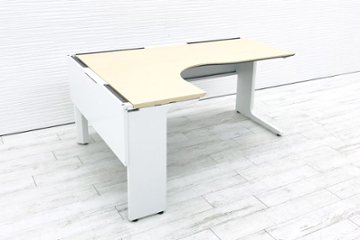 コクヨ L型デスク 1600×1200 L字デスク 中古 Ｌ字机 中古デスク 中古オフィス家具 オフィスデスク 事務机 左1200mmの画像