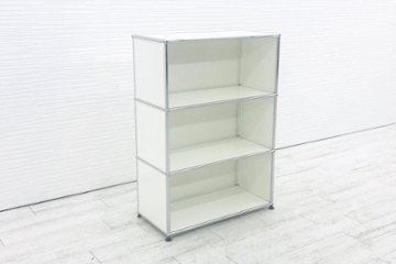 USM Haller USMハラー 中古 オープン書庫 ハラーシステム シェルフ キャビネット 中古オフィス家具 ホワイトの画像