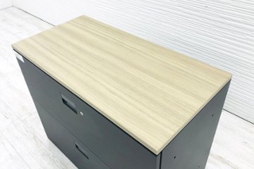 ラテラルスチール書庫 中古 スチール書庫 イトーキ eSキャビネット W900 エスキャビネット 2段ラテラル書庫 中古オフィス家具 ブラック画像