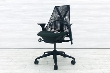 ハーマンミラー セイルチェア 中古 2017年製 ダークグリーン SAYL Chairs デザインチェア 中古オフィス家具 可動肘画像