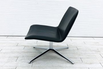 カッシーナ スリムラウンジ 中古 Cassina IXC. ミーティングチェア ラウンジチェア レザー 中古オフィス家具 ブラック画像