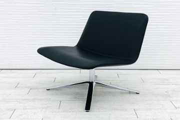 カッシーナ スリムラウンジ 中古 Cassina IXC. ミーティングチェア ラウンジチェア レザー 中古オフィス家具 ブラック画像