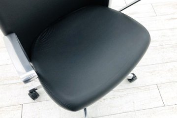 ノール Knoll ノル リミックスチェア 未使用品 中古 ハイバック アルミループ肘 アルミミラー脚 背裏：01/ストーム 張地 Volo：01/ブラック画像