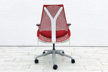 セイルチェア 2016年製 中古 ハーマンミラー ミドルバックメッシュ SAYL Chairs デザインチェア 中古オフィス家具 可動肘 レッド画像