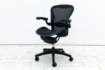 ハーマンミラー アーロンチェア 中古 Bサイズ ライト ランバーサポートメッシュ Herman Miller 中古オフィス家具 肘ダイヤルタイプ画像