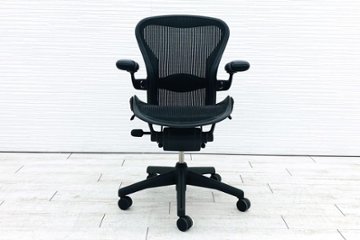 ハーマンミラー アーロンチェア 中古 Bサイズ ライト ランバーサポートメッシュ Herman Miller 中古オフィス家具 肘ダイヤルタイプ画像