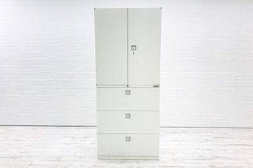 オカムラ レクトライン 中古 【3段両開き＋3段ラテラルセット】 3段ラテラル書庫 両開き書庫 スチール書庫 中古オフィス家具 幅900画像