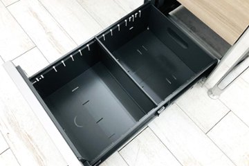 オカムラ プリシード L型デスク 中古 3段ワゴン付き エグゼクティブデスク 高級デスク 中古オフィス家具 木目天板 左ラウンド 【難あり①】画像