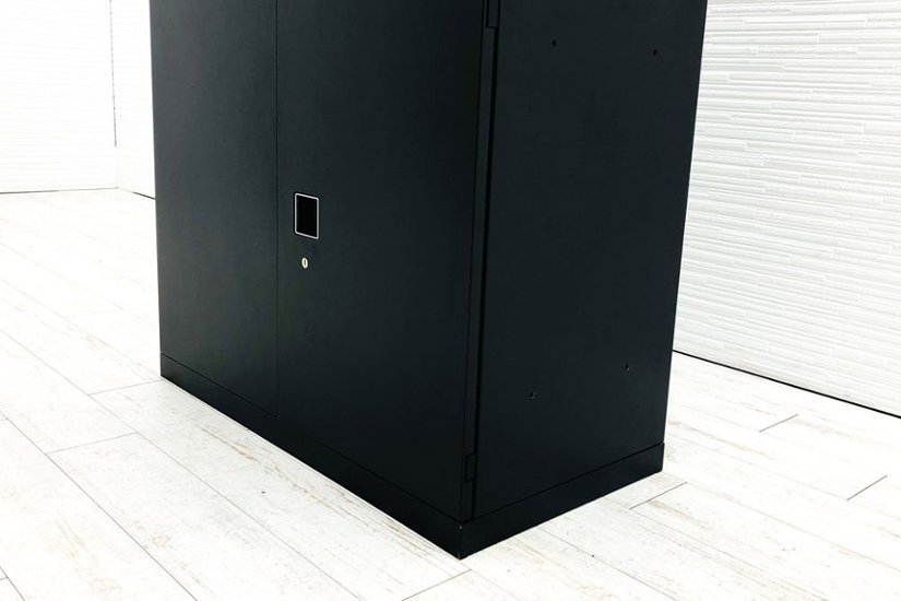 オカムラ レクトライン 中古 2段両開き 900×450×1485【両開き2台セット】 収納家具 中古オフィス家具 ブラック画像