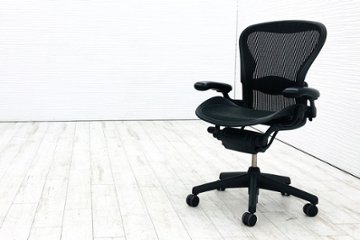 ハーマンミラー アーロンチェア Bサイズ スタンダード 中古 可動肘(レバー) ランバーサポート メッシュ Herman Miller 中古オフィス家具の画像