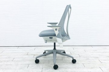 セイルチェア 2017年製 中古 ハーマンミラー ミドルバックメッシュ SAYL Chairs デザインチェア 中古オフィス家具 可動肘 グレー画像