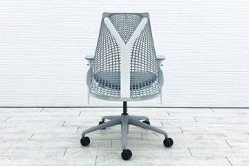 セイルチェア 2017年製 中古 ハーマンミラー ミドルバックメッシュ SAYL Chairs デザインチェア 中古オフィス家具 可動肘 グレー画像