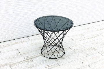 オオタ サイドテーブル ノール Knoll oota table 中古 ガラス天板 丸テーブル 中古オフィス家具 ウォルターノル EOOS (イーオス) 520/520/470画像