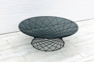 オオタ サイドテーブル ノール Knoll oota table 中古 ガラス天板 丸テーブル 中古オフィス家具 ウォルターノル EOOS (イーオス) 1010/1010/350の画像