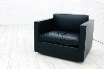 ノール Knoll フィスター コレクション アームチェア 中古 ノル スタジオ ラウンジチェア 応接ソファー 中古オフィス家具 レザー チャールズ・フィスター【肘難あり】の画像