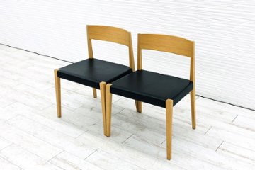 アルフレックス arflex シンチェア 【2脚セット】 SHIN CHAIR 中古 ダイニングチェア ミーティングチェア 中古オフィス家具 座レザーの画像