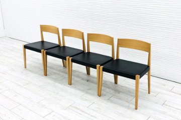 アルフレックス arflex シンチェア 【4脚セット】 SHIN CHAIR 中古 ダイニングチェア ミーティングチェア 中古オフィス家具 座レザーの画像