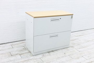 コクヨ エディア 中古 ラテラル書庫 スチール書庫 キャビネット 中古書庫 収納家具 2段ラテラル書庫 中古オフィス家具 900/450/885の画像