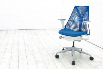 ハーマンミラー セイルチェア 中古 【前傾チルト無】 SAYL Chairs デザインチェア 中古オフィス家具 固定肘 ブルーの画像