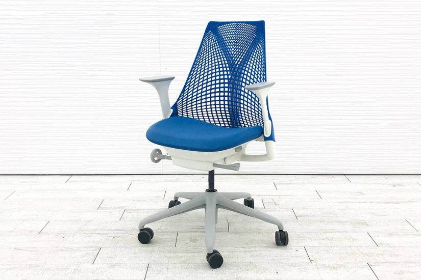 ハーマンミラー セイルチェア 中古 【前傾チルト無】 SAYL Chairs デザインチェア 中古オフィス家具 固定肘 ブルー画像