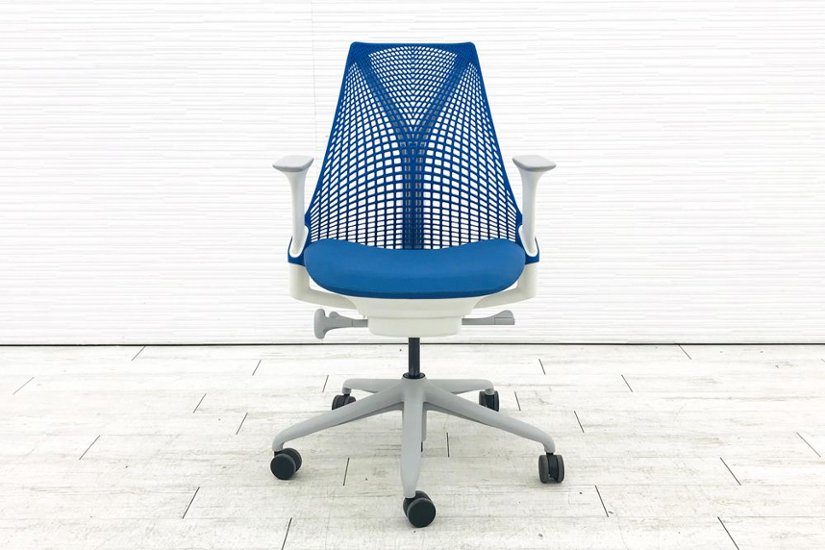 ハーマンミラー セイルチェア 中古 【前傾チルト無】 SAYL Chairs デザインチェア 中古オフィス家具 固定肘 ブルー画像