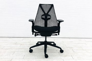 ハーマンミラー セイルチェア 中古  SAYL Chairs フルアジャスタブルアーム 中古オフィス家具 可動肘 ミドルバック ブラック画像