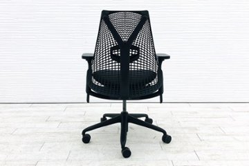 ハーマンミラー セイルチェア 中古  SAYL Chairs フルアジャスタブルアーム 中古オフィス家具 可動肘 ミドルバック ブラック画像