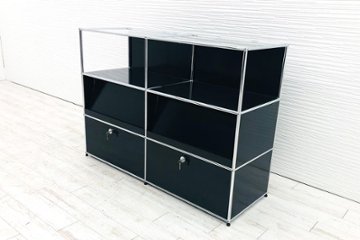 USMハラー 中古 ハラーシステム USM Haller キャビネット 2連3段 中古オフィス家具 ブラック 1520/520/1100画像