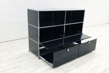 USMハラー 中古 ハラーシステム USM Haller ドロップダウン エクステンション 2連3段 中古オフィス家具 ブラック 1520/520/1100画像