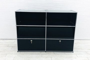 USMハラー 中古 ハラーシステム USM Haller ドロップダウン エクステンション 2連3段 中古オフィス家具 ブラック 1520/520/1100画像