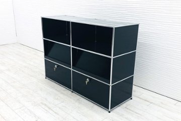 USMハラー 中古 ハラーシステム USM Haller ドロップダウン エクステンション 2連3段 中古オフィス家具 ブラック 1520/520/1100画像