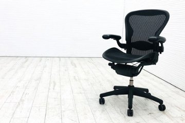 ハーマンミラー アーロンチェア 中古 Bサイズ フル装備 アーロン ランバーサポート Herman Miller 中古オフィス家具 肘レバー画像