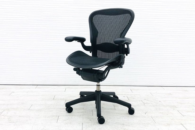 ハーマンミラー アーロンチェア 中古 Bサイズ フル装備 アーロン ランバーサポート Herman Miller 中古オフィス家具 肘レバー画像