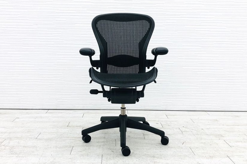 ハーマンミラー アーロンチェア 中古 Bサイズ フル装備 アーロン ランバーサポート Herman Miller 中古オフィス家具 肘レバー画像