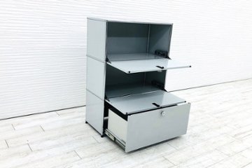 USMハラー 中古 ハラーシステム USM Haller ドロップダウン エクステンション 中古オフィス家具 ライトグレー 770/375/1100 鍵有画像