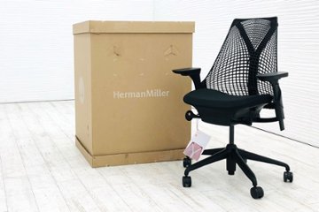 【未開封未使用品】 ハーマンミラー セイルチェア ミドルバック 中古 Herman Miller SAYL Chair 中古オフィス家具 フルアジャスタブルアーム 可動肘 ブラック画像