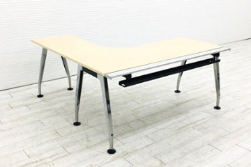 コクヨ サイビ 【2台セット】 SAIBI L型デスク 中古 L字デスク 幅1600 木目天板 中古オフィス家具 1600/1600/720画像