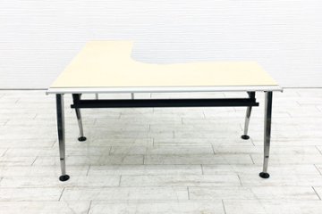 コクヨ サイビ 【2台セット】 SAIBI L型デスク 中古 L字デスク 幅1600 木目天板 中古オフィス家具 1600/1600/720画像