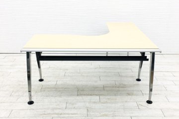 コクヨ サイビ 【2台セット】 SAIBI L型デスク 中古 L字デスク 幅1600 木目天板 中古オフィス家具 1600/1600/720画像