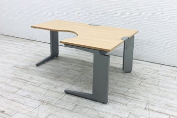 オカムラ L型デスク L字デスク 中古 Ｌ字机 中古デスク 中古オフィス家具 オフィスデスク 事務机 1600/1200/720 右ラウンド画像