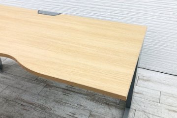 オカムラ L型デスク L字デスク 中古 Ｌ字机 中古デスク 中古オフィス家具 オフィスデスク 事務机 1600/1200/720 左ラウンド画像