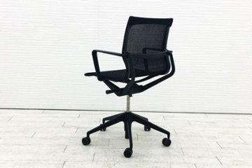 ヴィトラ フィジックスチェア 中古 2018年製 Vitra Physix 肘付 中古オフィス家具 メッシュ アルベルト・メダ ブラック画像