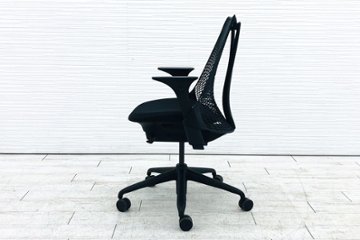 ハーマンミラー セイルチェア 中古 2020年製 SAYL Chairs デザインチェア 中古オフィス家具 可動肘 ブラック画像