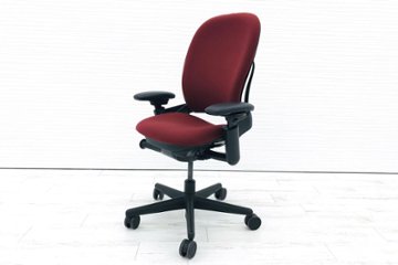 リープチェア 中古 オフィスチェア スチールケース リープ レッド Steelcase Leap 可動肘 クッション 布張り 中古オフィス家具 事務椅子画像