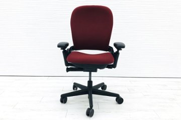 リープチェア 中古 オフィスチェア スチールケース リープ レッド Steelcase Leap 可動肘 クッション 布張り 中古オフィス家具 事務椅子画像