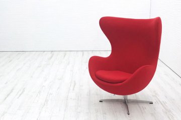 【リプロダクト品】 アルネヤコブセン エッグチェア Egg chair Arne Jacobsen デザインチェア 中古オフィス家具 レッド画像