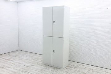 オカムラ レクトライン 中古 両開き書庫 【上下セット】 スチール書庫 スチール 中古オフィス家具 900/450/2150の画像