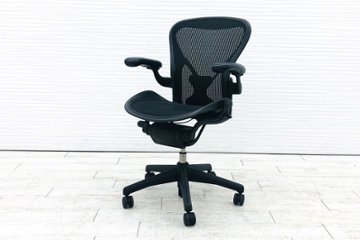 アーロンチェア 中古 Bサイズ ライト ハーマンミラー ポスチャーフィット Aeron Chairs Herman Miller 中古オフィス家具 肘ダイヤル画像